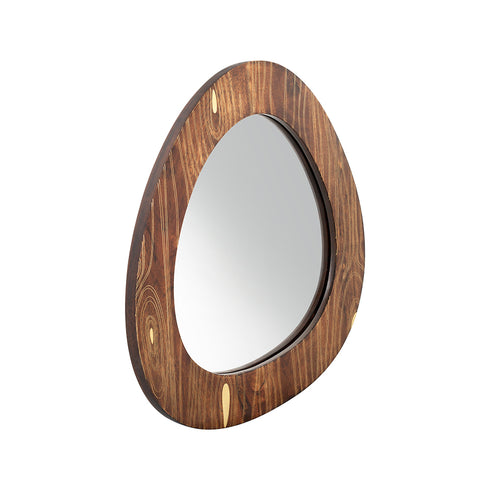 Wooden Wall Mirror with Brass Inlay